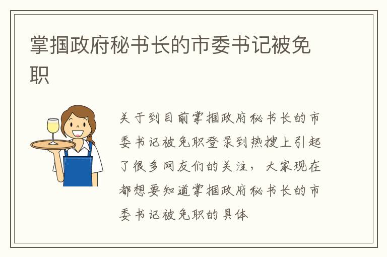 掌掴政府秘书长的市委书记被免职