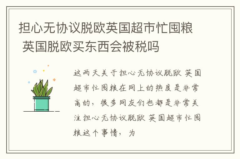 担心无协议脱欧英国超市忙囤粮 英国脱欧买东西会被税吗
