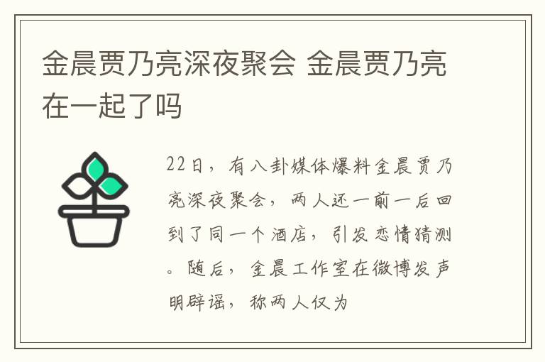 金晨贾乃亮深夜聚会 金晨贾乃亮在一起了吗