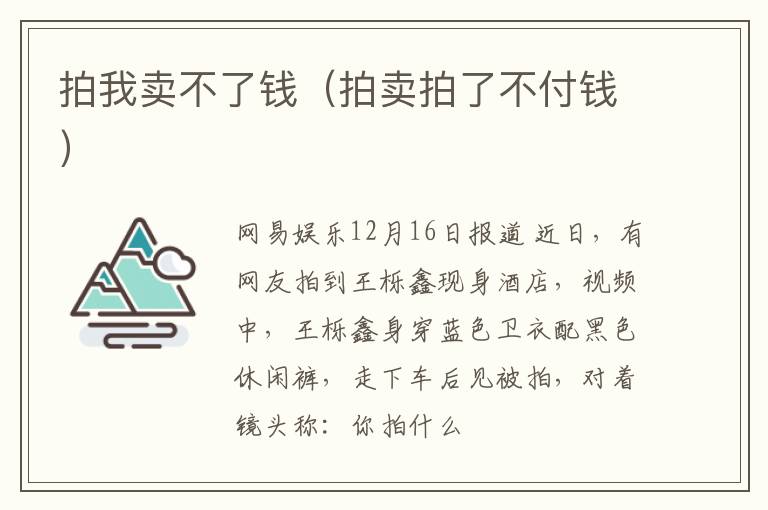 拍我卖不了钱（拍卖拍了不付钱）