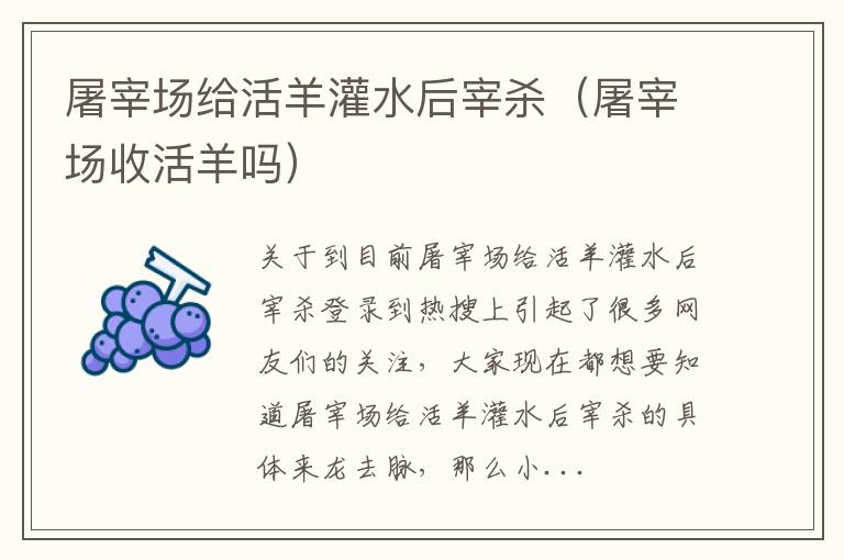 屠宰场给活羊灌水后宰杀（屠宰场收活羊吗）