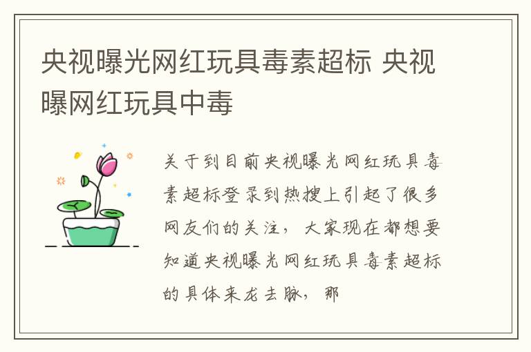 央视曝光网红玩具毒素超标 央视曝网红玩具中毒