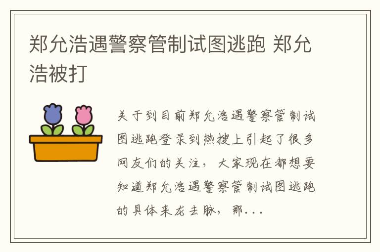 郑允浩遇警察管制试图逃跑 郑允浩被打