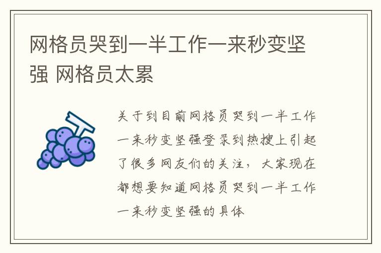 网格员哭到一半工作一来秒变坚强 网格员太累