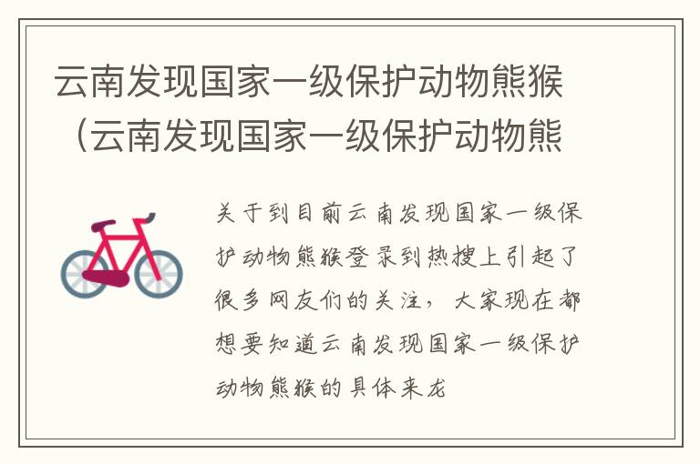 云南发现国家一级保护动物熊猴（云南发现国家一级保护动物熊猴子视频）