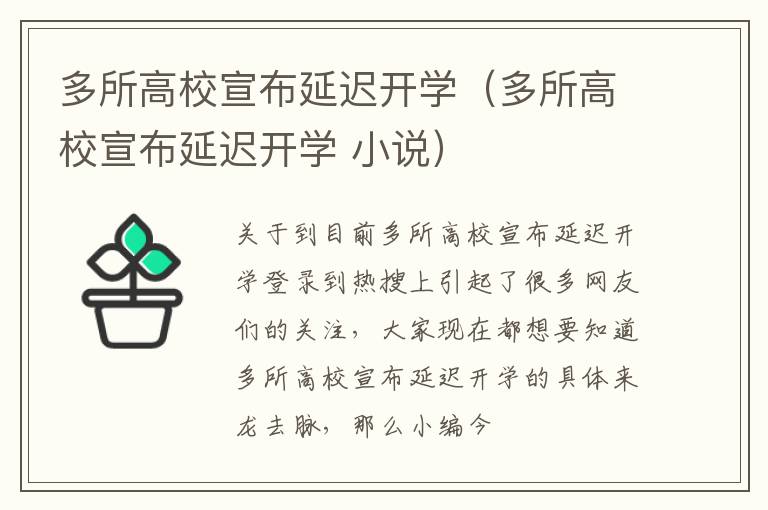 多所高校宣布延迟开学（多所高校宣布延迟开学 小说）