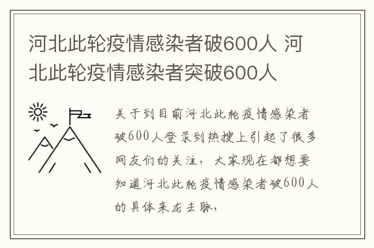 河北此轮疫情感染者破600人 河北此轮疫情感染者突破600人