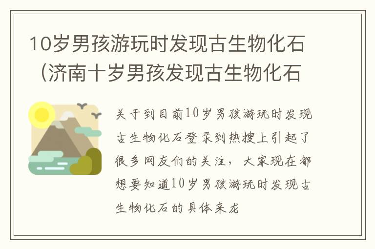 10岁男孩游玩时发现古生物化石（济南十岁男孩发现古生物化石）