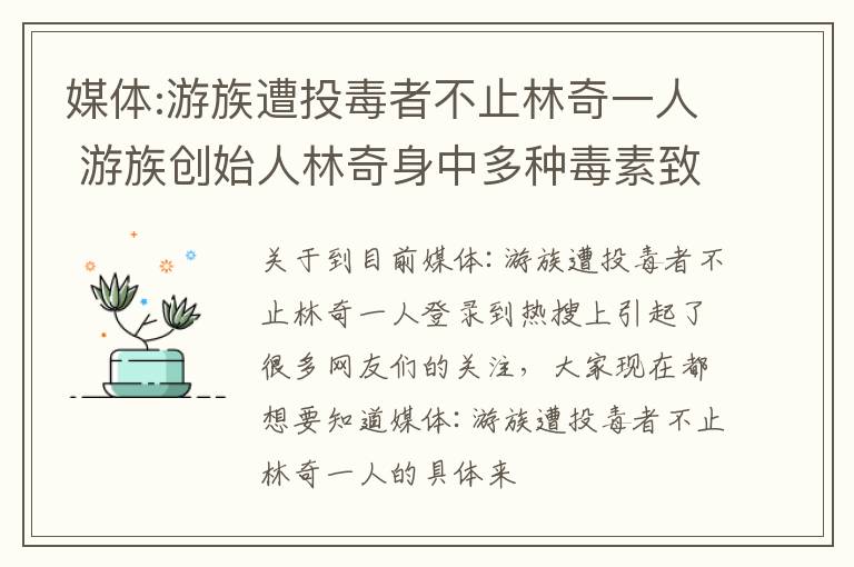 媒体:游族遭投毒者不止林奇一人 游族创始人林奇身中多种毒素致死,遭投毒者不止一人