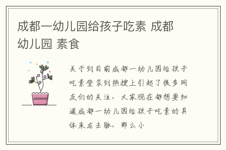 成都一幼儿园给孩子吃素 成都 幼儿园 素食
