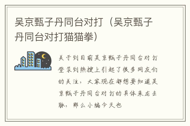 吴京甄子丹同台对打（吴京甄子丹同台对打猫猫拳）