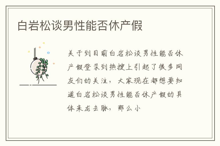 白岩松谈男性能否休产假