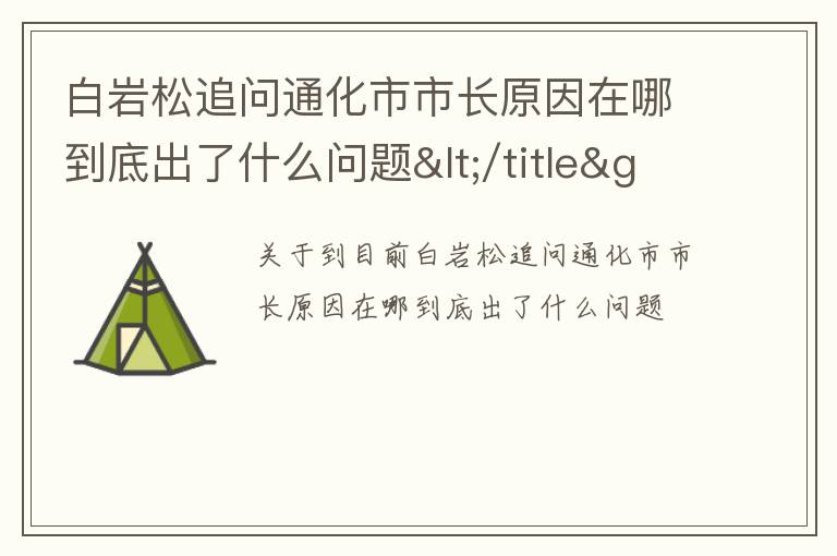 白岩松追问通化市市长原因在哪到底出了什么问题</title>
<meta