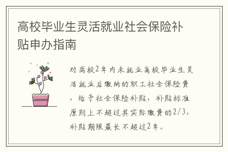 高校毕业生灵活就业社会保险补贴申办指南