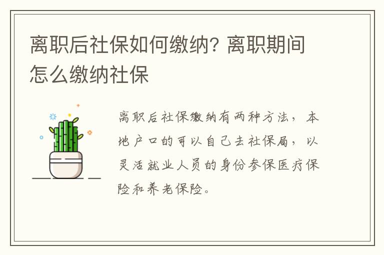 离职后社保如何缴纳? 离职期间怎么缴纳社保