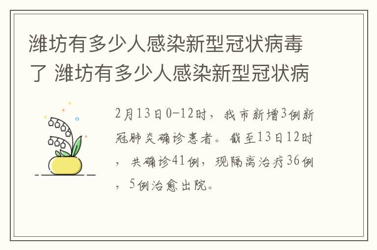 潍坊有多少人感染新型冠状病毒了 潍坊有多少人感染新型冠状病毒了呢
