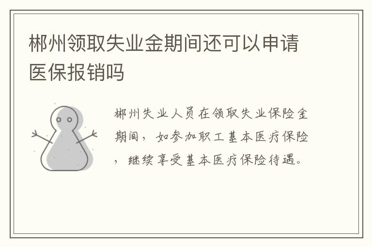郴州领取失业金期间还可以申请医保报销吗