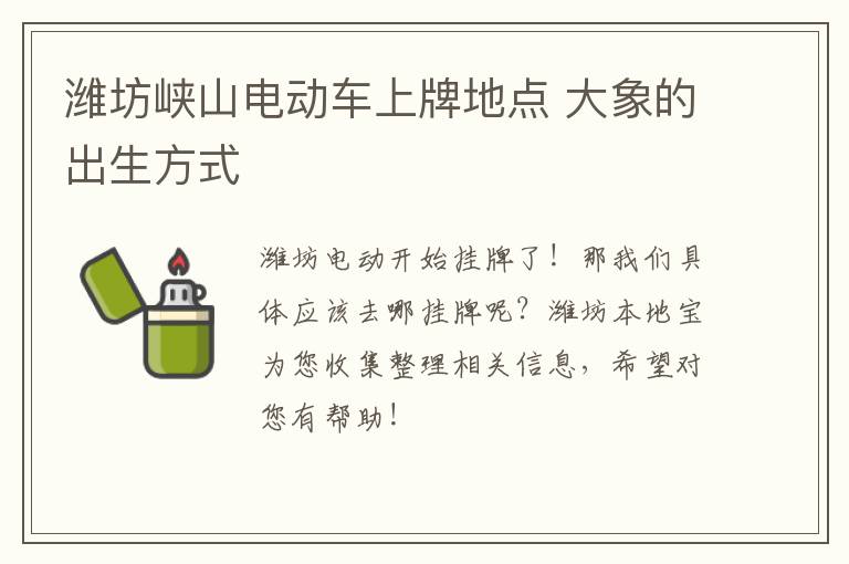 潍坊峡山电动车上牌地点 大象的出生方式