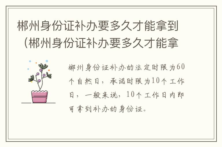 郴州身份证补办要多久才能拿到（郴州身份证补办要多久才能拿到新的）