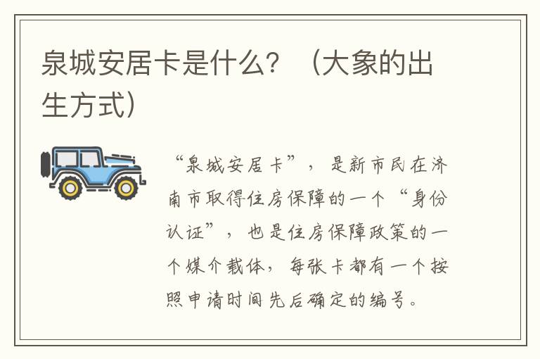 泉城安居卡是什么？（大象的出生方式）
