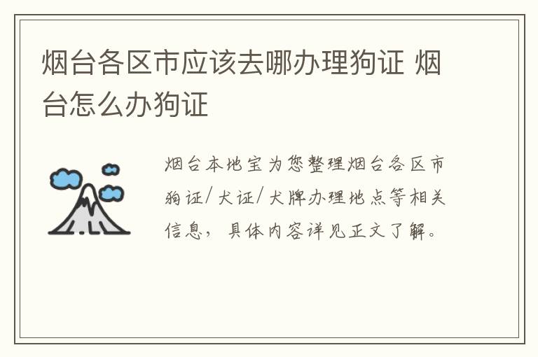 烟台各区市应该去哪办理狗证 烟台怎么办狗证