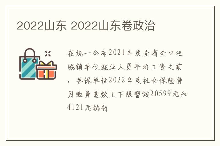 2022山东 2022山东卷政治