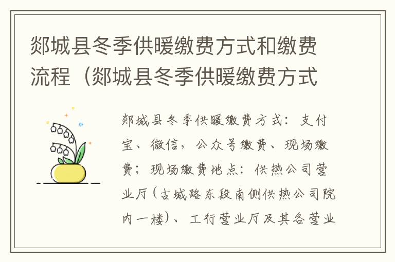 郯城县冬季供暖缴费方式和缴费流程（郯城县冬季供暖缴费方式和缴费流程图）