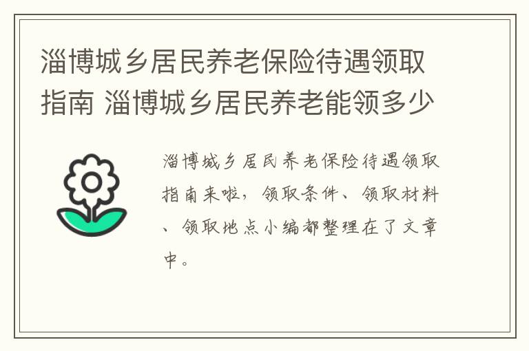 淄博城乡居民养老保险待遇领取指南 淄博城乡居民养老能领多少钱