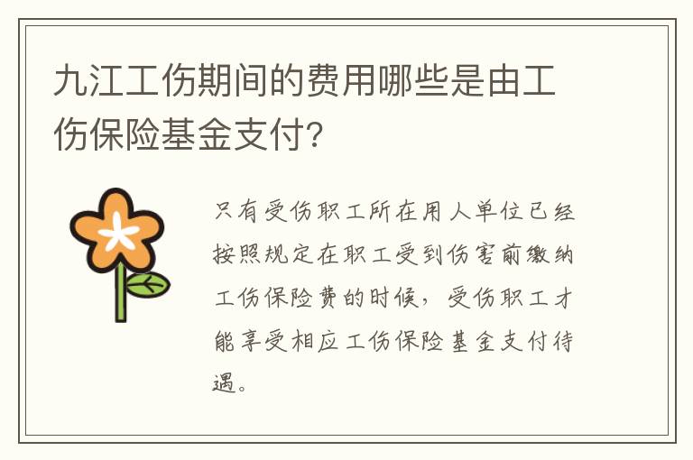九江工伤期间的费用哪些是由工伤保险基金支付?