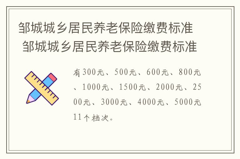 邹城城乡居民养老保险缴费标准 邹城城乡居民养老保险缴费标准是多少