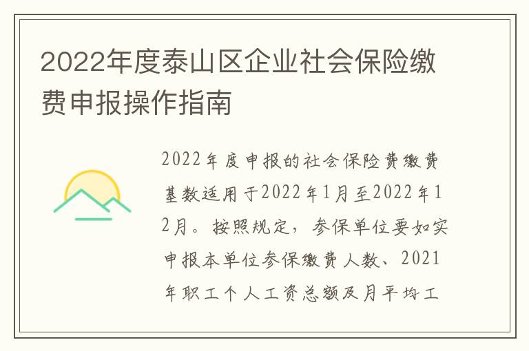2022年度泰山区企业社会保险缴费申报操作指南