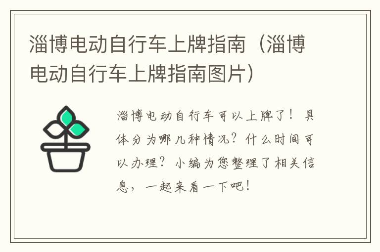 淄博电动自行车上牌指南（淄博电动自行车上牌指南图片）