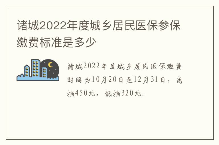 诸城2022年度城乡居民医保参保缴费标准是多少