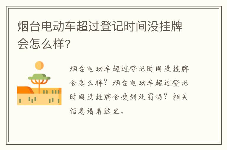 烟台电动车超过登记时间没挂牌会怎么样?