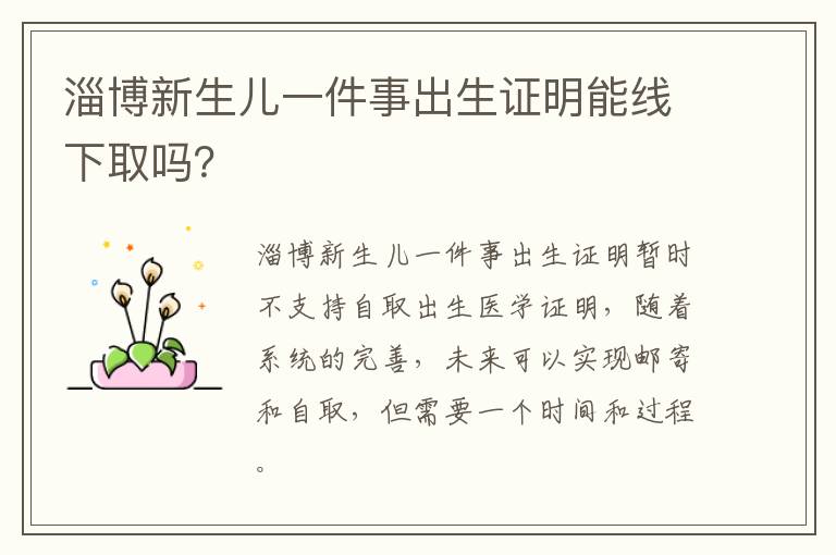 淄博新生儿一件事出生证明能线下取吗？