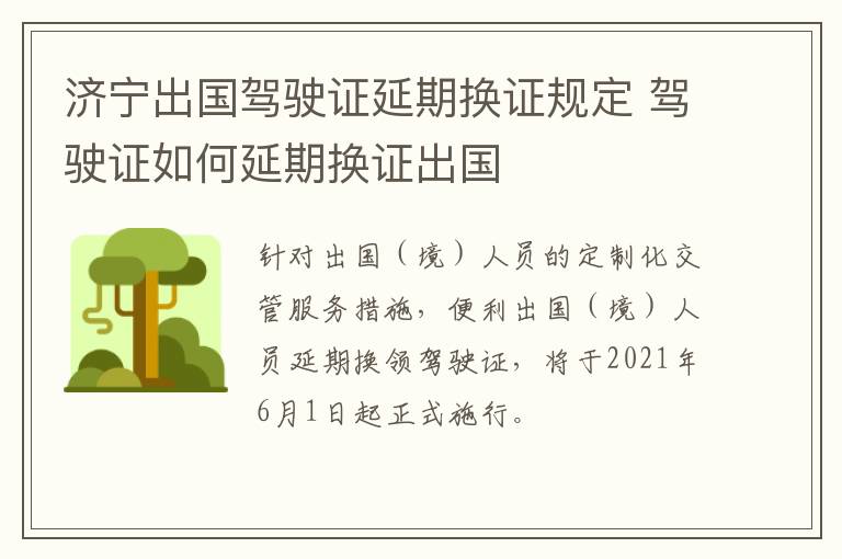 济宁出国驾驶证延期换证规定 驾驶证如何延期换证出国
