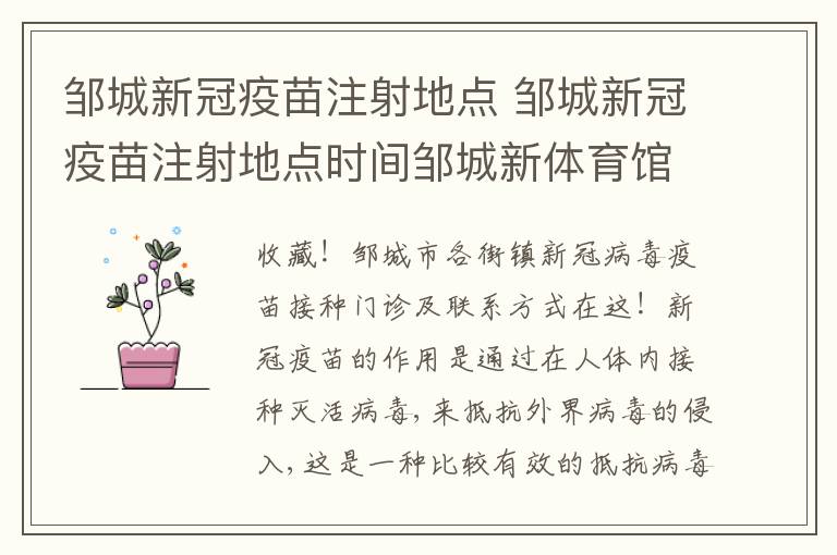 邹城新冠疫苗注射地点 邹城新冠疫苗注射地点时间邹城新体育馆电话