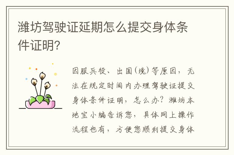 潍坊驾驶证延期怎么提交身体条件证明？