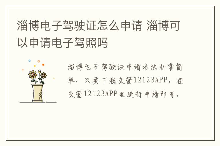 淄博电子驾驶证怎么申请 淄博可以申请电子驾照吗