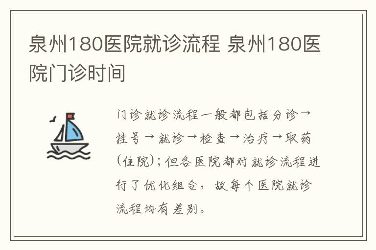 泉州180医院就诊流程 泉州180医院门诊时间