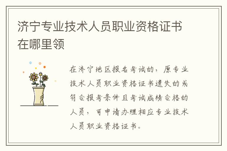 济宁专业技术人员职业资格证书在哪里领