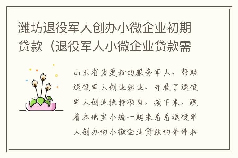 潍坊退役军人创办小微企业初期贷款（退役军人小微企业贷款需要什么条件）