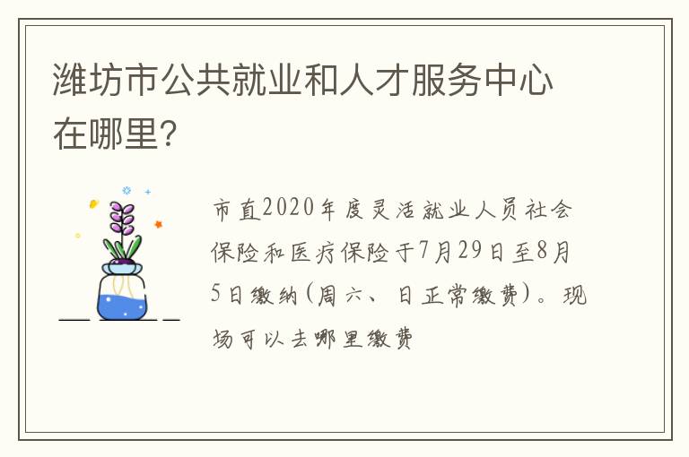 潍坊市公共就业和人才服务中心在哪里？