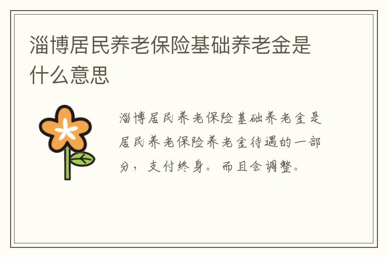 淄博居民养老保险基础养老金是什么意思