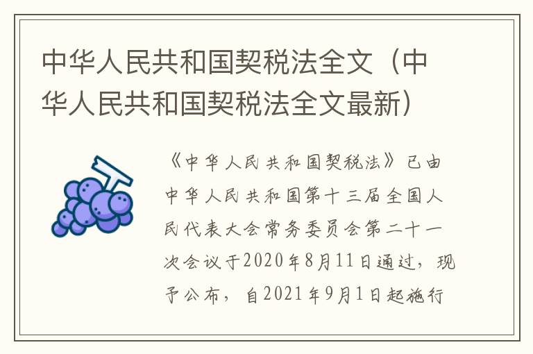 中华人民共和国契税法全文（中华人民共和国契税法全文最新）