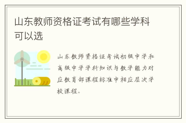 山东教师资格证考试有哪些学科可以选