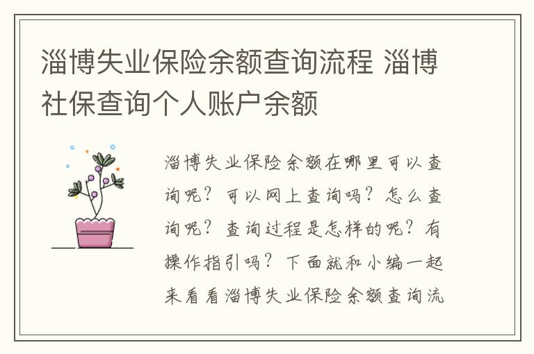 淄博失业保险余额查询流程 淄博社保查询个人账户余额