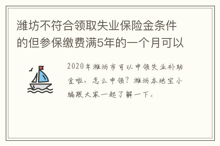 潍坊不符合领取失业保险金条件的但参保缴费满5年的一个月可以领多少钱？