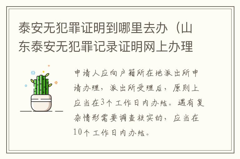 泰安无犯罪证明到哪里去办（山东泰安无犯罪记录证明网上办理）