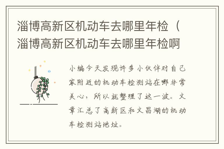 淄博高新区机动车去哪里年检（淄博高新区机动车去哪里年检啊）